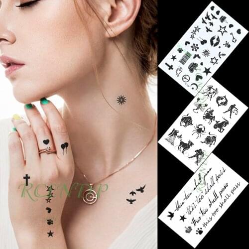 Waterproof Temporary Tattoo Sticker star bird animal cross letter small art tatto flash tatoo fake tattoos for women men kid