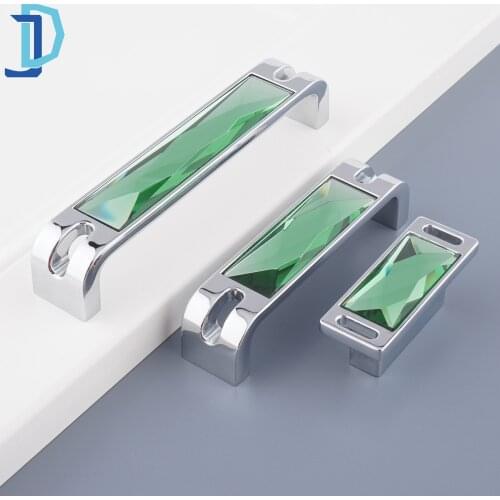 High Quality Crystal Handle For Furniture Wardrobe Cabinet Handle Sliding Glass Door Pull Kitchen Room Knobs Hole to Hole