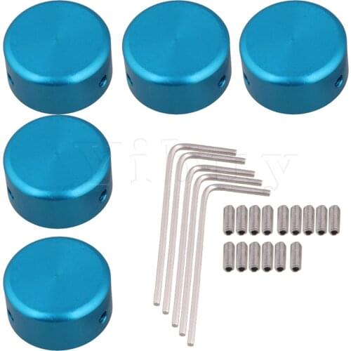 Yibuy 5x Blue Guitar Effects Accessories Stomp Switch Pedal Box Foot Metal