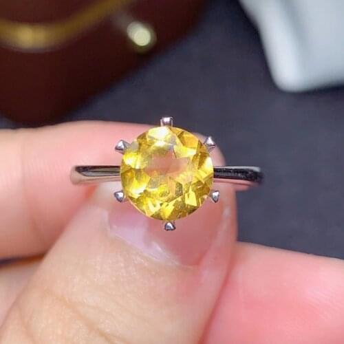 CoLife Jewelry Simple Yellow Crystal Ring for Daily Wear 100% Natural Citrine Ring for Engagement 925 Silver Citrine Jewelry