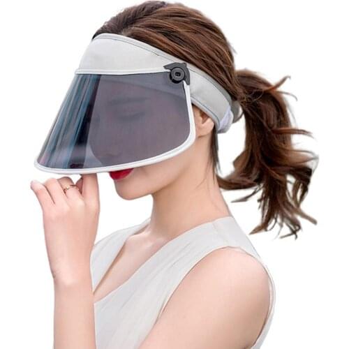 Women Summer Anti-UV Detachable Topless Sun Visor Cap Wide Brim Outdoor Hat