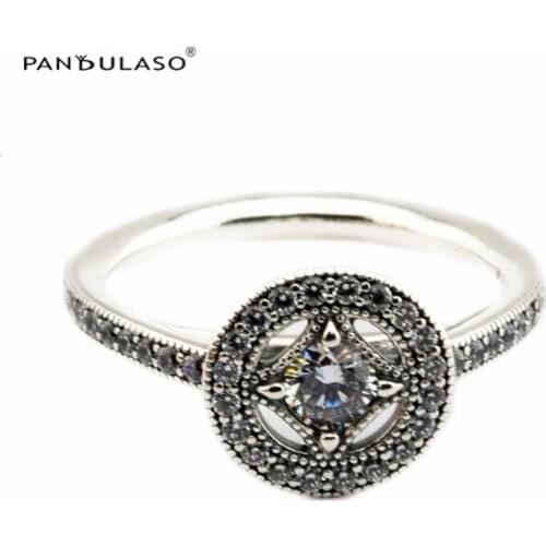 Vintage Allure Clear CZ Ring Clear CZ Sterling Silver Jewelry For Woman DIY Fashion Rings For Jewelry Making Party Rings