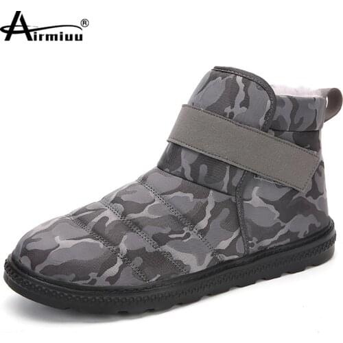 WInter Boots for Men Warm Plush Snow Boots Male Water Resistant Outdoor Ankle Bootie Camo Walking Sneakers Non-slip Casual Shoes