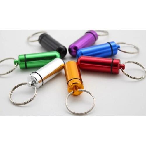 1PCS Keychain Outdoor Pill Case Medicine Case Waterproof Aluminum Pill Box Container Bottle Holder Pillbox Portable Outdoor Tool