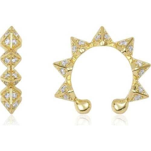 1 piece no piercing ear cuff micro pave cz gold silver color spike circle cip on earring