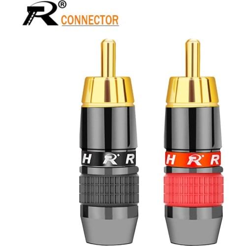 10pair/20pcs Wire connector RCA male plug adapter Video/Audio Connector Support 8mm Cable black&red