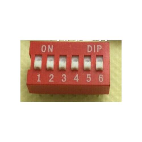 10Pcs/Lot 6 Bit Red Code Switch Code Switch 2.54Mm Spacing Ds-06 6P Flat Switch