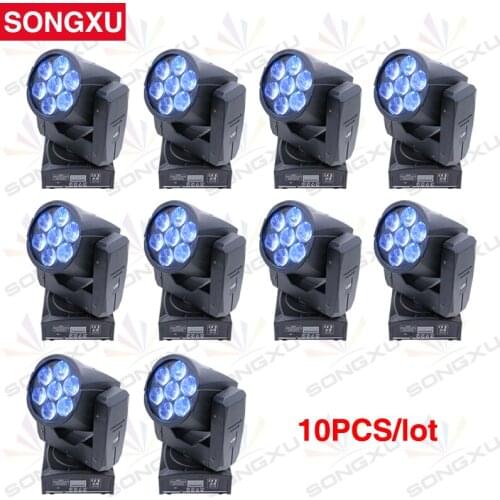 10pcs/lot LED Moving Head Zoom Light 16 DMX Channel 7x12W RGBW 4IN1 Color Mixing DMX DJ Lighting Stage Light/SX-MH0712Z