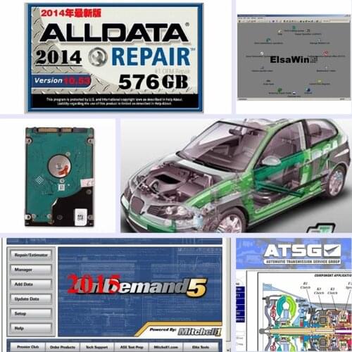 2021 Alldata mit..ell on de..nd Software All data 10.53+AutoData+m...chell on..mand 5+ElsaWin+Vivid+atsg 24 in 1tb hdd usb3.0
