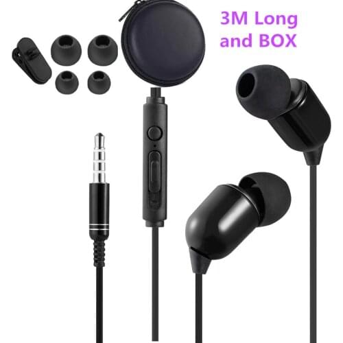 3M Long In-ear Headphones karaoke Songs Super Bass Stereo Earphone with Microphone Metal 3.5mm for iPhone /Phone Go pro MP4