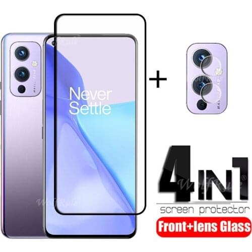 4-in-1 For Oneplus 9 Glass For Oneplus 9 Tempered Glass Phone Film Full Glue HD Screen Protector For Oneplus 9 Camera Lens Film