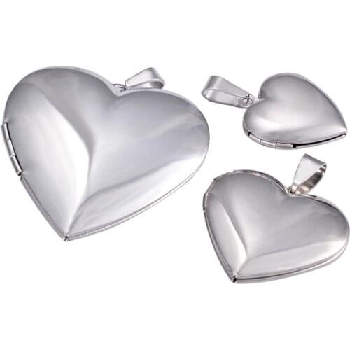 5 Pcs Stainless Steel Heart Shaped Photo Frame Locket Pendant Silver Color Romantic Love For Charms Jewelry Making Gift