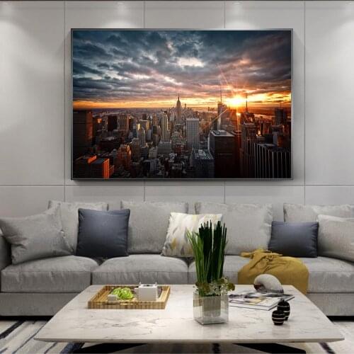 5D Diamond Painting Modern City Sunrise Morning DIY Diamond Embroidery Mosaic Wall Decoration Art Living Room Decoration