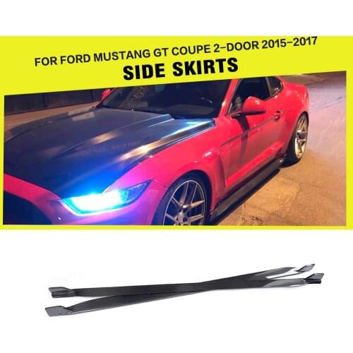 Carbon Fiber Side Lip Extensions Body Skirts for Ford Mustang Coupe Convertible 2-Door 2015 2016 2017
