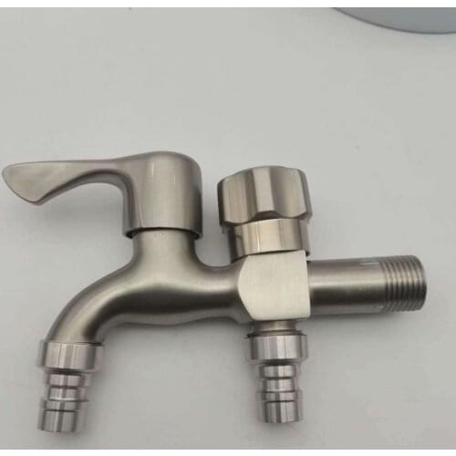 G1/2" 1in 2 Out 304 Zinc Alloy Washing Machine Faucet Single Cold Quick Opening Multifunctional Double Head Dual Purpose Tee