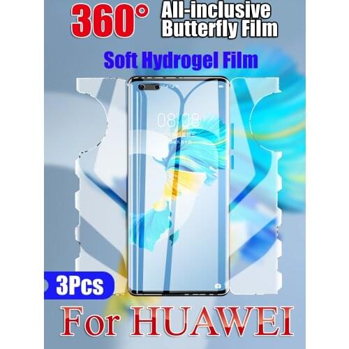 3 In 1 Full Coverage Mate40Pro+ Butterfly Screen Protector For Huawei P40 Pro P30Pro Front Back Hydrogel Film Mate40 Mate30 EPro