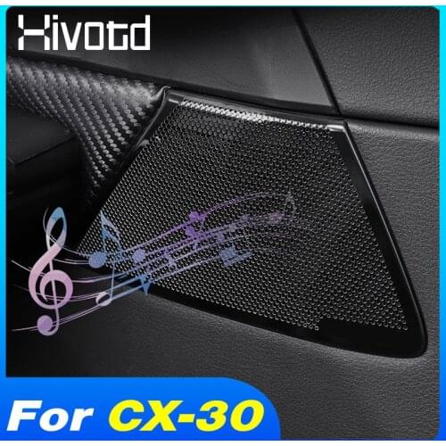 Hivotd Front Column Horn Cover Car Door Audio Speaker Trim Interior Accessories Decoration Parts For Mazda CX30 CX-30 2020 2021