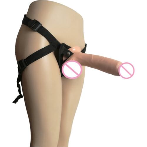 HOWOSEX 21*4.5cm Strap On Dildo Adjustable Leather Panties Ultra Harness For Lesbian Silicone Strapon Penis sex toy for couple