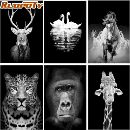 RUOPOTY Oil Painting Dog Animal Handpainted Home Decoration Pictures By Number for Adults Kids Arts Craft for Home Wall Decor