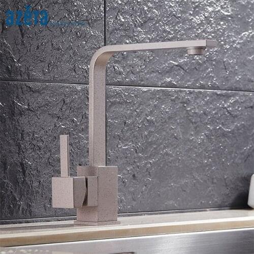 Azeta Kitchen Faucets Paint Spraying Brass Kitchen Tap Deck Mounted Kitchen Mixer Tap Rotatable Kitchen Sink Faucet MK1204PD