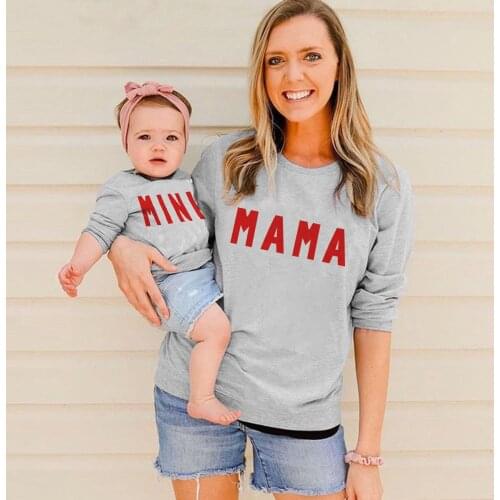 Fashion Letter Mommy and Little Baby Matching Hoodies Cotton O-neck Family Clothing Top Autumn Winter Outfits for Women Kids NEW