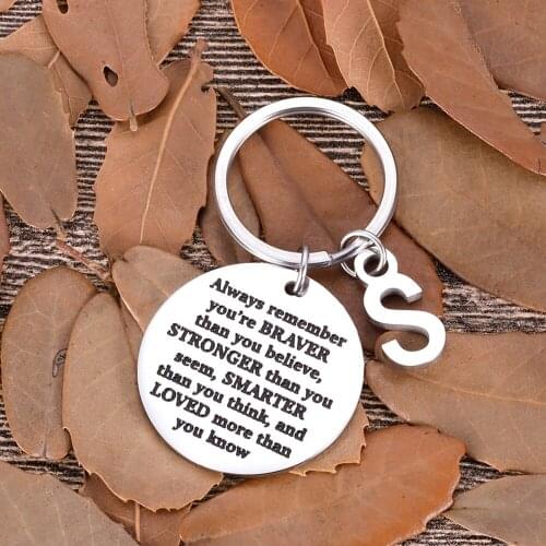 Fashion Keychain Birthday Graduation Gifts for Him Her Quote " Always Rremember You Are Braver Than You Believe " Keyring