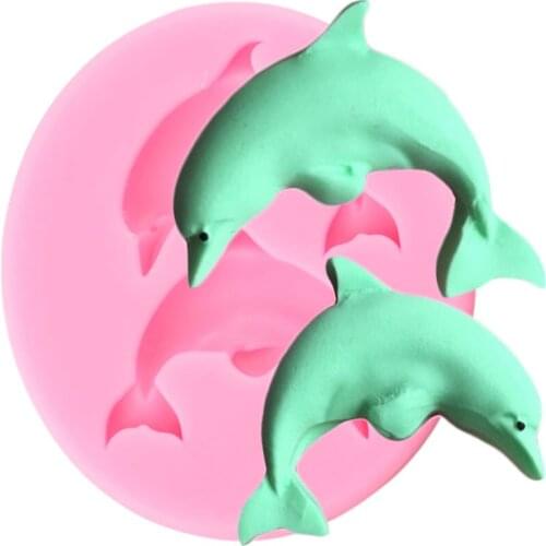 Cartoon Dolphin Silicone Mold DIY Party Cupcake Topper Animal Fondant Mould Cake Decorating Tools Chocolate Gumpaste Moulds
