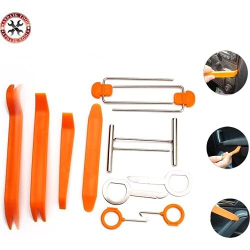 Set of 12pcs Car Radio Door Clip Panel Trim Dash Audio Removal Open Installer Pry Tool For Auto Vehicles Free Shipping