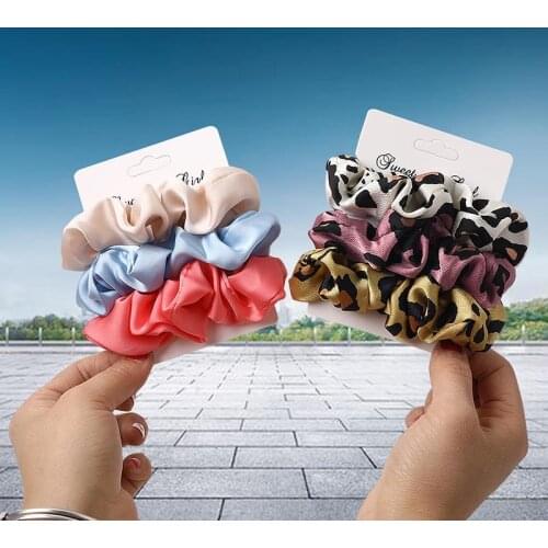 Q Large Intestine Fashion Headwear Multicolor Small Fresh Styling For Women Girls 3Pcs Hair Accessorie Set Korean Style Cloth