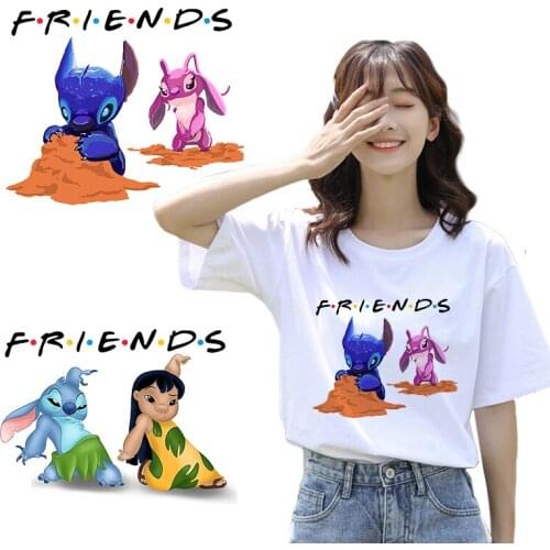 Lilo and Stitch Friends Clorhing Stickers Iron-on Transfers for Clothing Thermo Adhesive Patches for Disney Clothes Appliques