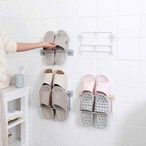 Wall Mounted Shoe Rack Foldable Shoes Hanger Slippers Drain Storage Rack Shelf Shoe Hanging Holder Bathroom Organizer