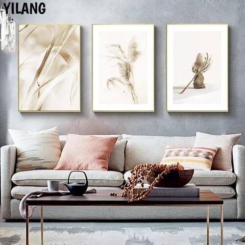 Pastoral Grass Flower Poster Wall Art Canvas Painting Beight Plant Print Modern Art Home Decor Picture For Living Room Design