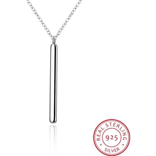 LEKANI Chic 925 Sterling Silver Bar Pendant Chocker Necklaces Punk Style New Years Gifts Fine Jewelry For Women Collares
