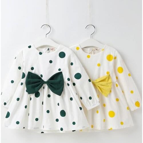 Baby Girl Dress Fashion Polka Dot Bow Long Sleeve Princess Dress Kids Clothing Casual Baby Girl Dresses 1 2 3 4 5 Y Girl Dress