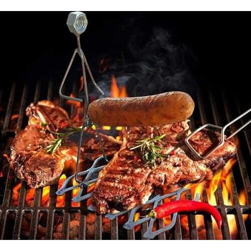Hot Dog Roaster Rack Chicken Turkey Roaster BBQ Grill Rack Stand Holder Nut Head Roaster Rack Stand BBQ Tool