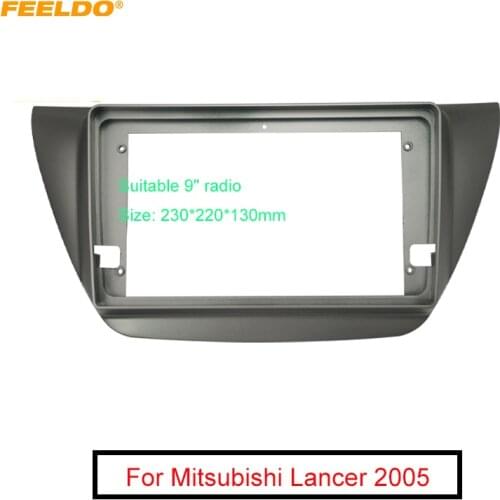 FEELDO Car 2Din Radio Stereo Fascia Frame for Mitsubishi Lancer 9" Big Screen CD/DVD Player Face Dash Mount Trim Kit