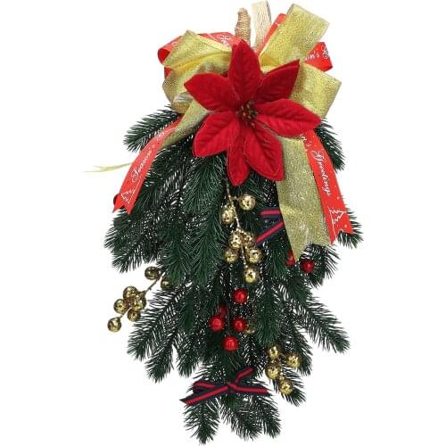 Christmas Decoration Simulation Pine Needle Tree Fireplace Wreath Ribbon Gift Wall Door Hanging Home Craft Handmade Dried Flower