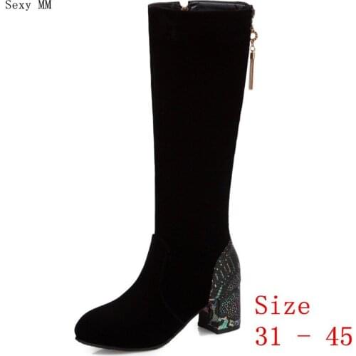 Spring Autumn Women Knee High Boots High Heel Shoes Woman Thigh High Boots Small Plus Size 31 32 33 - 41 42 43 44 45