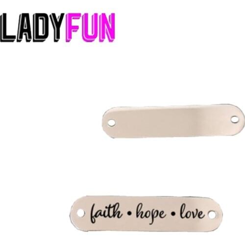 Faith Hope Love Connector Charm Stainless Steel Connectors High Polish Mirror Tag