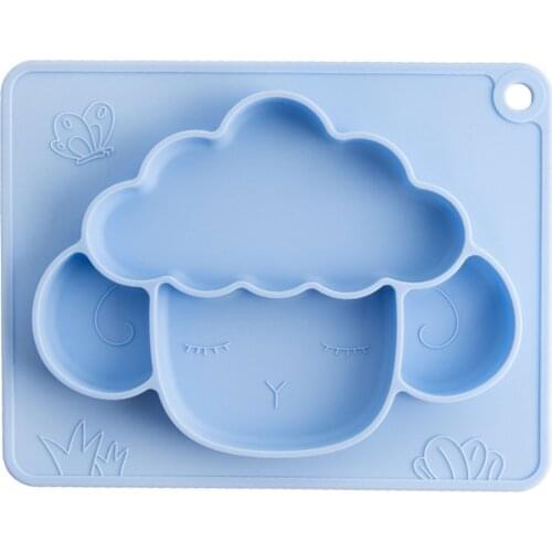 Baby Suction Silicone Plate Non-Slip Sheep Shape Feeding Divided Tray for Infant Girls Boys Buffet Plate Fits Most Highchair