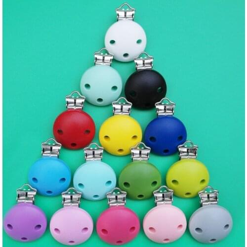 Sutoyuen 2pcs Round Shape Pacifier Clip Silicone Bead Baby Teether Teething Dummy Soother Chain Toy Accessory Holder Clips