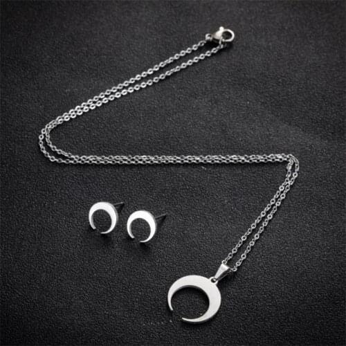 Trendy Moon Pendant Necklace For Women New Bijoux Statement Necklaces Crescent Deer Horn Earings Fashion Jewelry