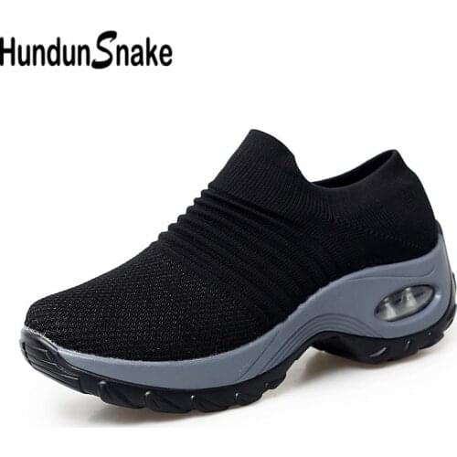 Plus Size Thick Sole Air Sock Trainers Shoes Womens Running Sneakers Woman Sports Shoes Sport Women Platform Black Tennis B-394