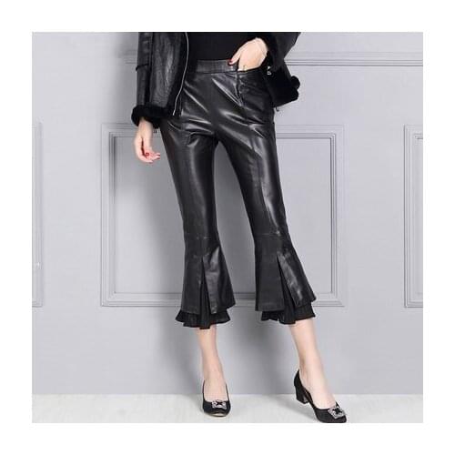Women 2022 High Waist Slim Sheepskin Print Pants KP20