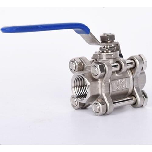 1/2" 3/4" 1" Female Thread SS304 Stainless Steel 1000 WOG 3pcs Full Port Ball Valve DN15 DN20 DN25