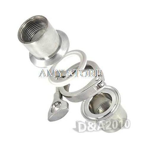 1 Pair 1/2" BSP SS304 Sanitary Female Pipe Fitting + TRI CLAMP 1.5" +PTFE Gasket