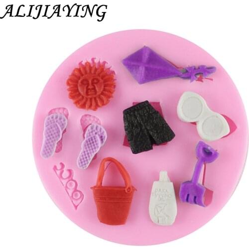 1Pcs Shorts slippers Sugar Silicone Mold Cake Decorating Tools glasses sun Pastry Baking Polymer Clay Kitchen Bakeware D0483