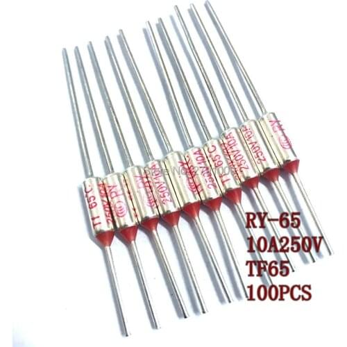 100pcs RY FUSE RY-65 Temperature Fuse RY Tf Heat Protector 65 Degrees 10A250V TF 65 C Temperature Switch 65C Insurance Pipe