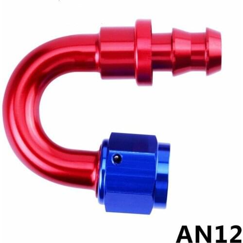 12 AN 180 Degree Oil Fuel Line Push-on Hose End Fitting Adapter Anoized Aluminum AN12 Fittings Connector Car Oil Cooler Parts