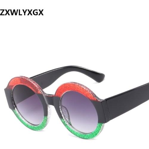 2021 New Fashion Round Sunglasses Women Female Brand Designer Oversized Retro Flat Top Sun Glasses UV400